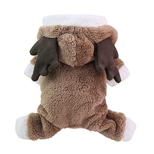 Mashaouyo Herbst und Winter Weihnachten Vier Beine Verdickte Kratzer Warm Knopf Hund Haustier Katze Kleidung Zubehör Teddy Haustier Kleiderbügel Klein (Braun, M) von Mashaouyo