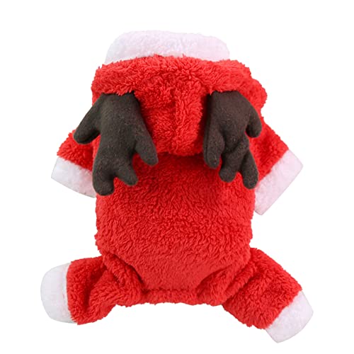 Mashaouyo Herbst und Winter Weihnachtstag Vier Beine Verdickte Kratzer Warm Knopf Hund Haustier Katze Kleidung Zubehör Teddy Haustier Kleiderbügel Klein (Rot, XXL) von Mashaouyo