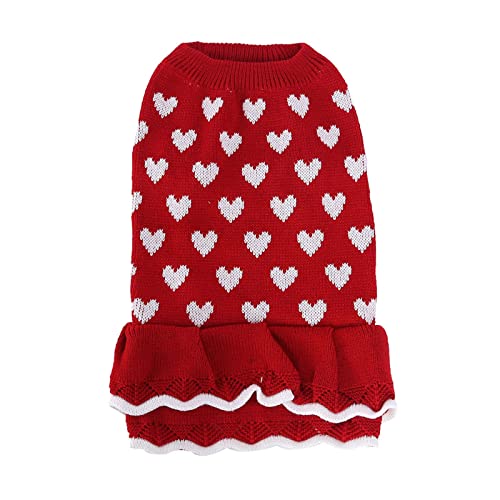Mashaouyo Warme Hundekleidung für Herbst und Winter, Rot, Fürsorge, Pullover, Rock, festlich, Weihnachten, Neujahr, Haustierkleidung für mittelgroße Hunde, Jungen (Rot, XL) von Mashaouyo