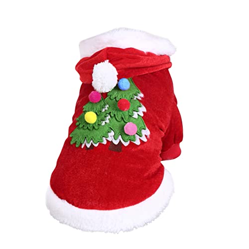 Mashaouyo Weihnachtspullover für Haustiere, Weihnachtsbaum-Design, Haustierkleidung für kleine Hunde, Mädchen, Rot, Größe S von Mashaouyo