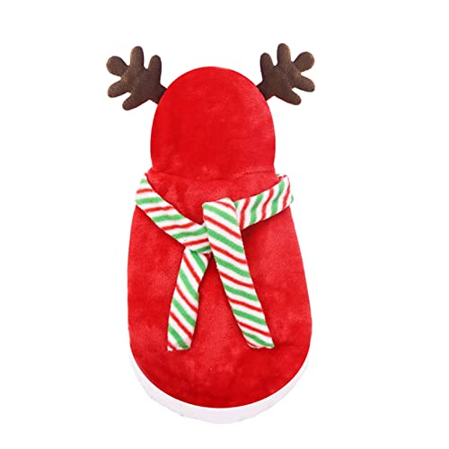 Mashaouyo Weihnachtspullover für Haustiere, niedlicher Herbst-Wintermantel, Cartoon-Hunde-Shirt, weich, Haustier-Weihnachtswelpen-Outfit, 6 Größen, Haustier-Kleiderbügel (Rot, M) von Mashaouyo