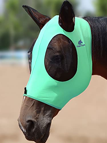 Mask Tech Fliegenmaske für Pferde, elastisch, atmungsaktives Gewebe mit UV-Schutz, weiches Netzgewebe, für Pferde, Sommer, Minze M von Mask-Tech