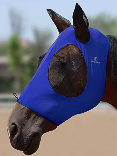 Mask Tech Horse Fliegenmaske Elastizität Atmungsaktives Gewebe mit UV-Schutz Weiches Mesh für Pferd Deep Blue L von Mask-Tech