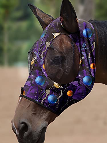 Mask Tech Horse Fliegenmaske Elastizität Atmungsaktives Gewebe mit UV-Schutz Weiches Mesh für Pferd Everlasting Cosmos L von Mask-Tech