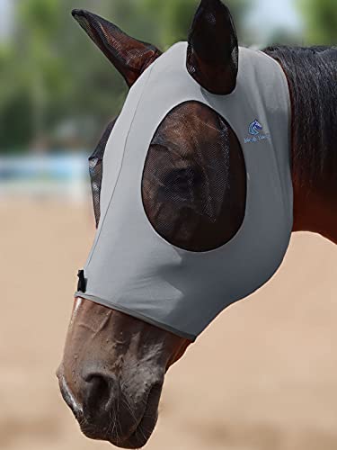 Mask Tech Horse Fliegenmaske Elastizität Atmungsaktives Gewebe mit UV-Schutz Weiches Mesh für Pferd Grau M von Mask-Tech