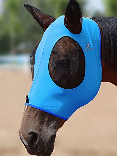 Mask Tech Horse Fliegenmaske Elastizität Atmungsaktives Gewebe mit UV-Schutz Weiches Mesh für Pferd Might Blue M von Mask-Tech