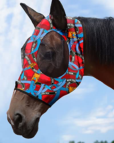 Mask Tech Horse Fliegenmaske Elastizität Atmungsaktives Gewebe mit UV-Schutz Weiches Mesh für Pferde Verzahnte Träger M von Mask-Tech