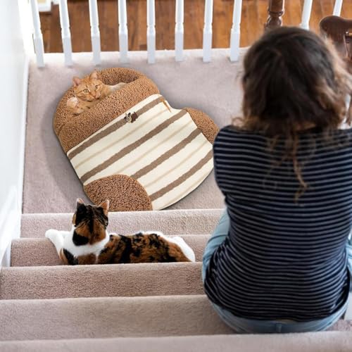 Masoog Katzen Schlafsack - Weich Warmer Überdachter Katzen Schlafplatz | Plüsch Möbel für Schlafzimmer Wohnzimmer Inneneinrichtung Zuhause Ecke Reisen Boden von Masoog