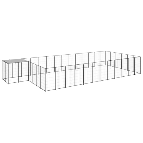 Massbinet Hühnerkäfig Außengehege Freilaufgehege Hühnerstall Hasenstall Geflügelhaltung Käfig Kleintiergehege Voliere Stahl 22.99 m² Schwarz von Massbinet