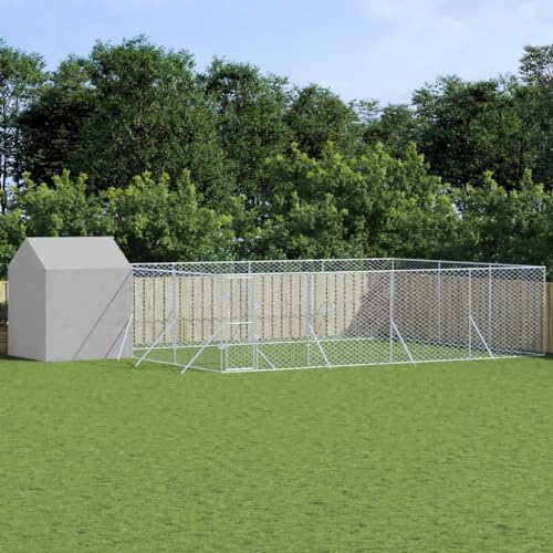 Massbinet Hühnerkäfig Außengehege Freilaufgehege Hühnerstall Hasenstall Geflügelhaltung Käfig Kleintiergehege Voliere Verzinkter 10 x 6 x 2.5 m mit Dach und Seitenwände von Massbinet