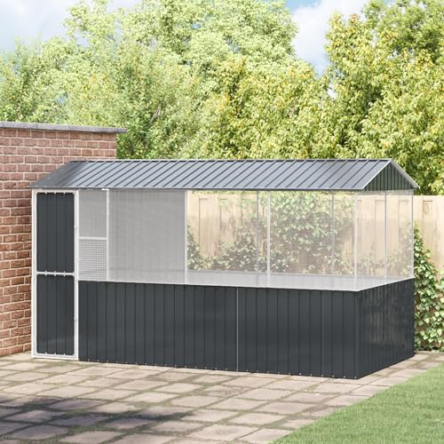 Massbinet Vogelkäfig Anthrazit 209x415x233 cm Verzinkter Stahl Wetterbeständiger Vogelkäfig von Massbinet