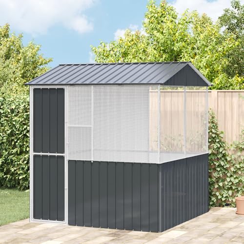 Massbinet Vogelkäfig Anthrazit 215x78x200 cm Verzinkter Stahl Wetterbeständiger Vogelkäfig Massbinet Vogelkäfig Anthrazit 215x78x200 cm Verzinkter Stahl Wetterbeständiger Vogelkäfig von Massbinet