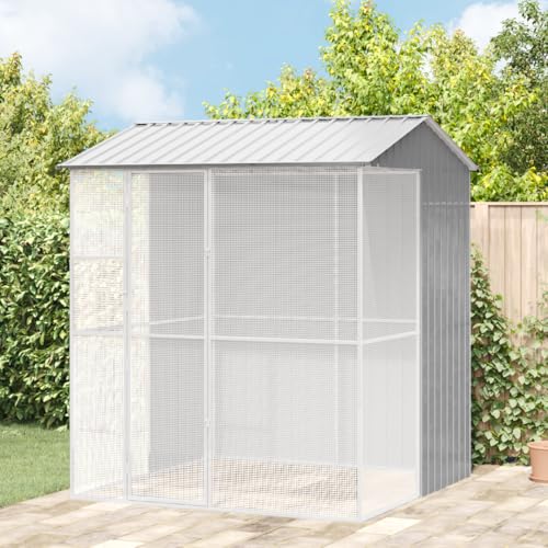 Massbinet Voliere Grau 215x210x247 cm Stahl Wetterfestes Vogelschutzhaus Massbinet Voliere Grau 215x210x247 cm Stahl Wetterfestes Vogelschutzhaus von Massbinet