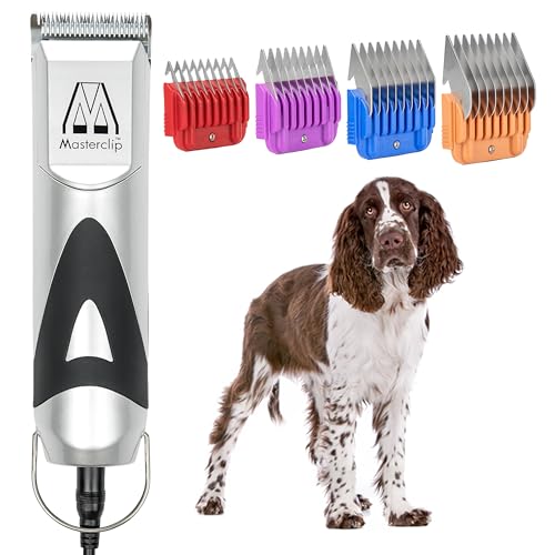 MASTERCLIP Hundeschermaschine für alle Spaniels Professionelles netzbetriebenes Hundeschneide-Set für Springer, Cocker, Feld, Arbeiten & American Spaniel Ideal für seidiges, gefiedertes, langes, von Masterclip