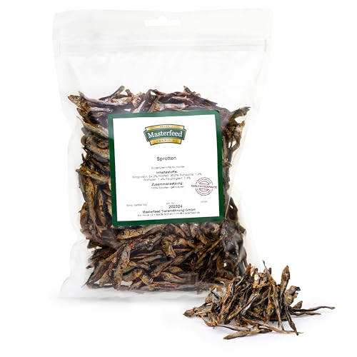 Masterfeed Kleine Sprotten, Getrocknet, 100% Natürlich, Kauartikel für Hunde, 500 g von Masterfeed