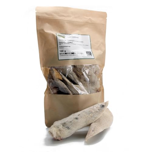 Masterfeed Trockenbarf Lammohren mit Fell, Gefriergetrocknete Qualität, Getreidefrei, Barf Leckerli für Hunde, 100g von Masterfeed