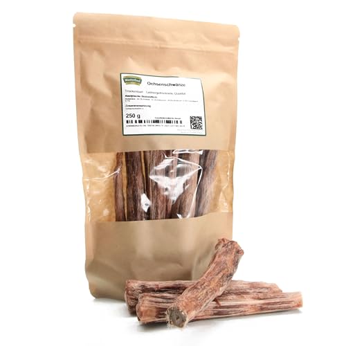 Masterfeed Trockenbarf Ochsenschwänze, Gefriergetrocknete Qualität, Getreidefrei, Barf Leckerli für Hunde, 250g von Masterfeed