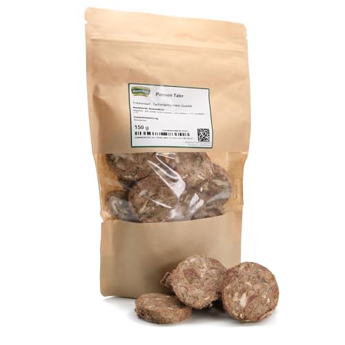 Masterfeed Trockenbarf Pansen Taler, Gefriergetrocknete Qualität, Getreidefrei, Barf Leckerli für Hunde, 150g von Masterfeed