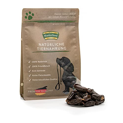 Masterfeed Würstel Hirsch, Hundeleckerli, Getreidefrei, mit 90% hohem Fleischanteil, Mini-Würstchen für Hunde, 500g von Masterfeed