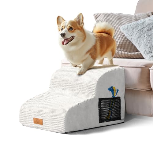Masthome Hundetreppe 2 Stufen, 30cm Haustiertreppe aus Schaumstoff, Hundetreppe für Kleine Hunde mit Waschbar Bezug, Abnehmbar Katzentreppe für Alte Katzen, Bett, Couch,Weiß Masthome Hundetreppe 2 Stufen, 30cm Haustiertreppe aus Schaumstoff, Hundetreppe für Kleine Hunde mit Waschbar Bezug, Abnehmbar Katzentreppe für Alte Katzen, Bett, Couch,Weiß von Masthome