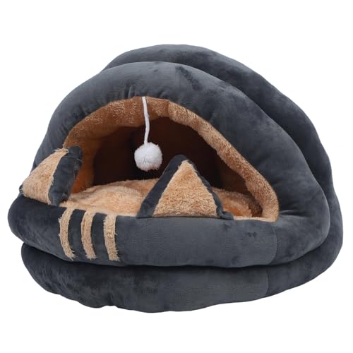 Cat House Ultra Weich Abnehmbar Waschbare Niedliche Ohren Gepolsterte Haustierbett CartoonDe Halb Geschlossene Design für Innen (S) von Masyrt
