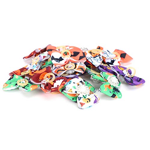 Masyrt 25 Pcs Weihnachten Halloween Dekoration Accessoire, Bowknot -Ornament für Katzenhund mit Haustierkopfschmuck, Gummigurt, Feine Arbeit von Masyrt