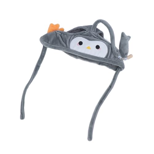 Masyrt Katzenhutspielzeug Pinguin Kopf Trägt Katze Entzückende Katzenteaser-Hut für 24-30 cm Hälse, Kitten Interactive Cat Nacks Stick für Innenspiele für Spaß und Anreicherung Grau von Masyrt