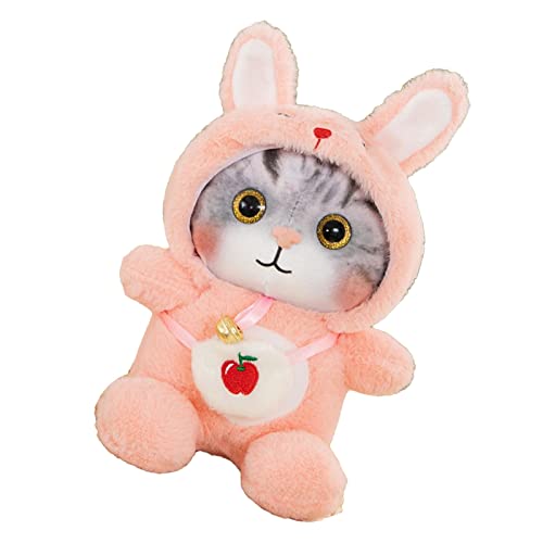 Masyrt Weiches und Unscharfes Katzenplüschspielzeug mit Schöner Glocke, Farbenfrohes Gestopftes Tier für Kindergeburtstag (Rosa) von Masyrt