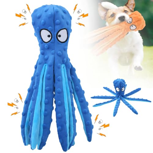 Hundespielzeug, Unzerstörbares Hund Quietschspielzeug mit Knitterpapier, Plüschtier Kauspielzeug, Kuscheltier Hund Interaktives Spielzeug für Welpen Kleine Mittlere (Blau, 1PCS) von Matame