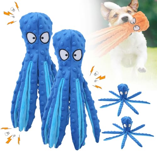 Hundespielzeug, Unzerstörbares Hund Quietschspielzeug mit Knitterpapier, Plüschtier Kauspielzeug, Kuscheltier Hund Interaktives Spielzeug für Welpen Kleine Mittlere (Blau, 2PCS) von Matame