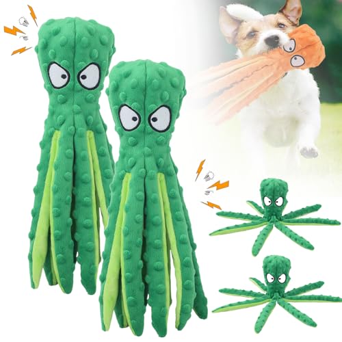 Hundespielzeug, Unzerstörbares Hund Quietschspielzeug mit Knitterpapier, Plüschtier Kauspielzeug, Kuscheltier Hund Interaktives Spielzeug für Welpen Kleine Mittlere (Grün, 2PCS) von Matame
