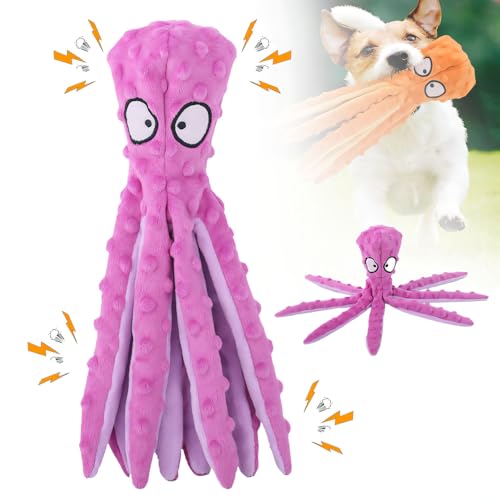 Hundespielzeug, Unzerstörbares Hund Quietschspielzeug mit Knitterpapier, Plüschtier Kauspielzeug, Kuscheltier Hund Interaktives Spielzeug für Welpen Kleine Mittlere (Lila, 1PCS) von Matame