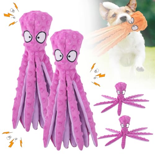 Hundespielzeug, Unzerstörbares Hund Quietschspielzeug mit Knitterpapier, Plüschtier Kauspielzeug, Kuscheltier Hund Interaktives Spielzeug für Welpen Kleine Mittlere (Lila, 2PCS) von Matame