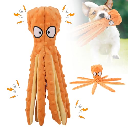 Hundespielzeug, Unzerstörbares Hund Quietschspielzeug mit Knitterpapier, Plüschtier Kauspielzeug, Kuscheltier Hund Interaktives Spielzeug für Welpen Kleine Mittlere (Orange, 1PCS) von Matame