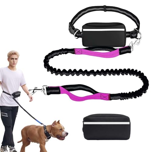 Joggingleine Hunde, Laufleine Freihandleine für Hunde, Bauchgurt Freihändige Hundeleine mit bauchgurt zum Joggen Laufen Wandern mit Dual Griffe, Reflektierende Nähte (#03, 1 Leinen) von Matame