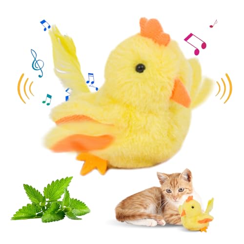 Katzenspielzeug, Elektrisches Interaktives Katzenspielzeug, Echte Flattern und Zwitschern wie EIN Vogel, Plüschspielzeug Flapping Bird Cat Toy mit Katzenminze (‎#B) von Matame