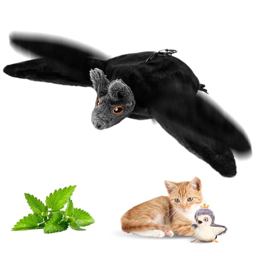 Katzenspielzeug, Elektrisches Interaktives Katzenspielzeug, Echte Flattern und Zwitschern wie EIN Vogel, Plüschspielzeug Flapping Bird Cat Toy mit Katzenminze (‎#C) von Matame