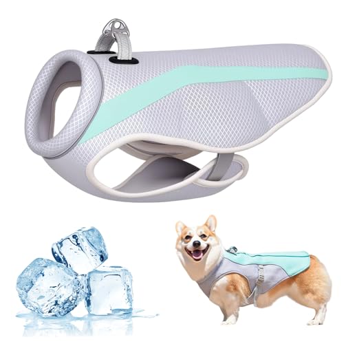 Kühlweste Hunde, 2025 Neu Kühlweste für Hundes mit Reflektierenden Streifen, Hundekühlwesten Atmungsaktive Kühlmantel Kühljacke Hunde Sonnenschutz kühlung Sommer (Hellblau, L) von Matame