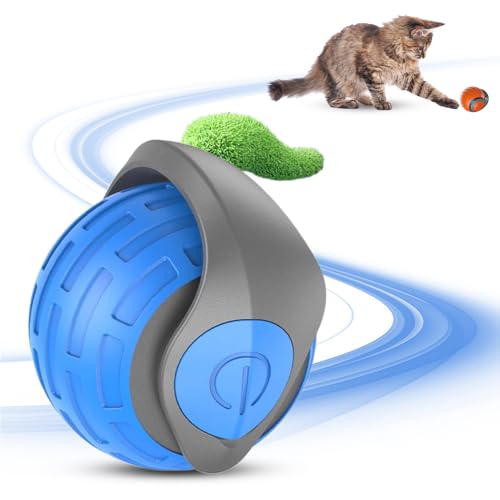 Matame Interaktives Katzenspielzeug Elektrisch, Katzenspielzeug Selbstbeschäftigung, Speedy Tail 3.0 Katzenball, 360° Selbstdrehender Lustiges Bälle Spielzeug (Blau-1PCS) von Matame