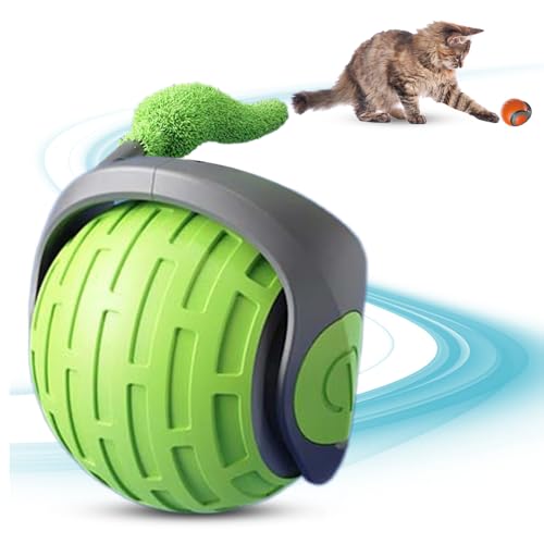 Matame Interaktives Katzenspielzeug Elektrisch, Katzenspielzeug Selbstbeschäftigung, Speedy Tail 3.0 Katzenball, 360° Selbstdrehender Lustiges Bälle Spielzeug (Grün-1PCS) von Matame