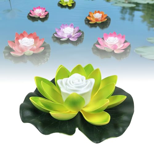 Matame Seerosen Künstlich,Wasserpflanzen Miniteich,Schwimmende Teichdeko Schwimmende Blumen für Aquarium Terrasse Garten Pool Garten Teich (#C-6PCS, 18cm) von Matame