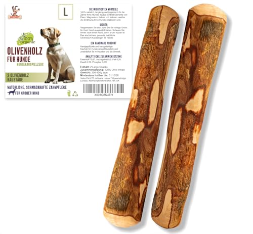 Matchpet Olivenholz für Hunde Large 2 Stück Kauholz L Holzknochen als Hundespielzeug Kauspielzeug Hund von Matchpet