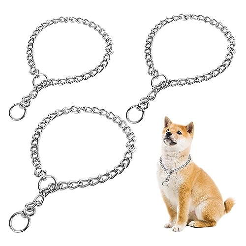 Matedepreso 3 x Hundehalsbänder, starkes Hundehalsband, Edelstahl, verstellbar, Metall, robust, kaufest, für kleine, mittelgroße und große Hunde von Matedepreso