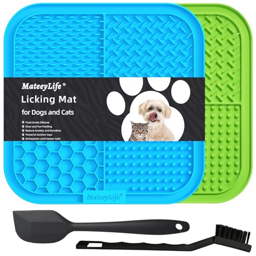 MateeyLife Schleckmatte Hund, 2 Stück Leckmatte Hund, Schleckmatte Katze, BPA-freies Silikon, rutschfest mit Saugnäpfen, inkl. Spatel, ideal für Baden, Training und Fellpflege(Blau und Grün) MateeyLife Schleckmatte Hund, 2 Stück Leckmatte Hund, Schleckmatte Katze, BPA-freies Silikon, rutschfest mit Saugnäpfen, inkl. Spatel, ideal für Baden, Training und Fellpflege(Blau und Grün) von MateeyLife