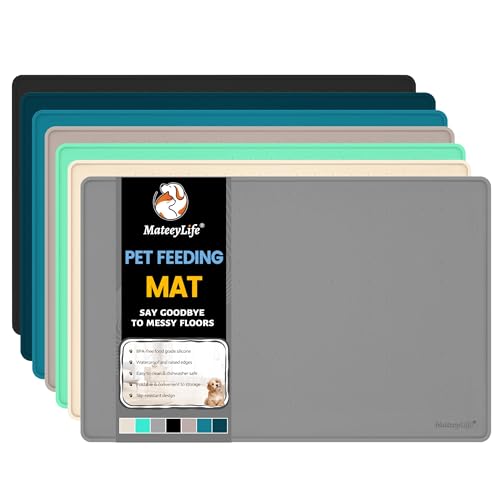 MateeyLife Napfunterlage Hund Katzen, Silikonmatte Hundenapf Unterlage Katzennapf, rutschfeste Futtermatte Katzen Hund, Wasserdicht Futterunterlage Katzenmatte, 61x41cm, Bronze von MateeyLife