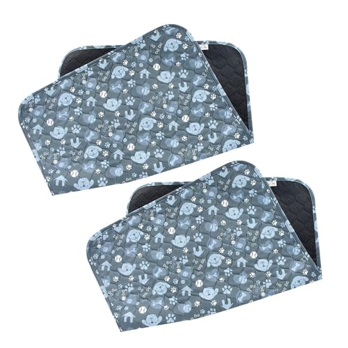 Mateju 2 Stück Puppy Pads, Wiederverwendbare Welpen Unterlage Urin Absorption PIPI Matten für Hunde Welpenunterlagen Waschbar Trainingspads für Hunde Katze (L - 70x100cm,Grau-Grün) von Mateju