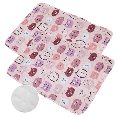 Mateju 2 Stück Wiederverwendbare Puppy Pads, Welpen Unterlage Urin Absorption PIPI Matten für Hunde Welpenunterlagen, Waschbar Trainingspads für Hunde Katze (30x40CM,Katzen) von Mateju