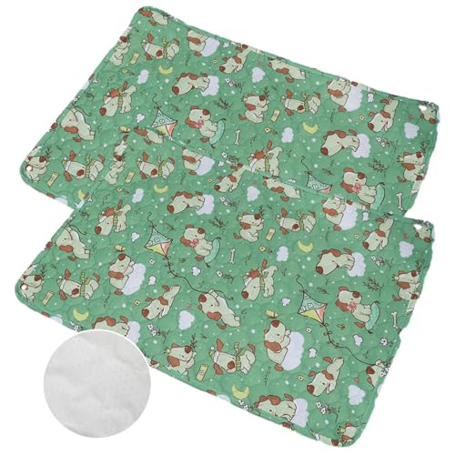 Mateju 2 Stück Wiederverwendbare Puppy Pads, Welpen Unterlage Urin Absorption PIPI Matten für Hunde Welpenunterlagen, Waschbar Trainingspads für Hunde Katze (45x60CM,Grüner Hund) von Mateju