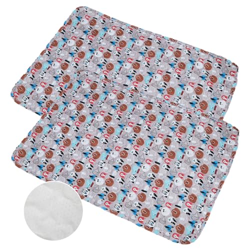 Mateju 2 Stück Wiederverwendbare Puppy Pads, Welpen Unterlage Urin Absorption PIPI Matten für Hunde Welpenunterlagen, Waschbar Trainingspads für Hunde Katze (45x60CM,Tier) von Mateju