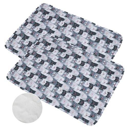 Mateju 2 Stück Wiederverwendbare Puppy Pads, Welpen Unterlage Urin Absorption PIPI Matten für Hunde Welpenunterlagen, Waschbar Trainingspads für Hunde Katze (50x70CM,Kätzchen) von Mateju